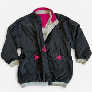 Black & Gray 80s Vintage Reversible Jacket